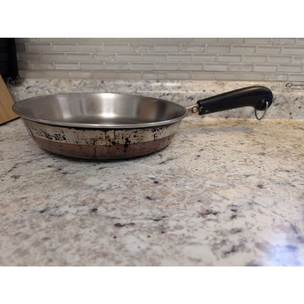 Revere 9" Stainless Steel & Copper Frying Pan With Black Handle Clinton 80